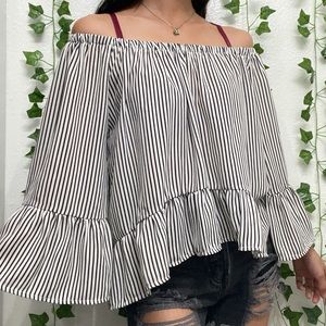 Striped loose off the shoulder blouse